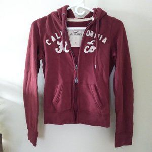 Hollister red double front zip sweater small